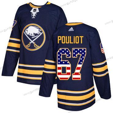 Adidas Herren Buffalo Sabres #67 Benoit Pouliot Heimtrikots Authentisch USA Flag Strickerei NHL Trikots – Marineblau Blau