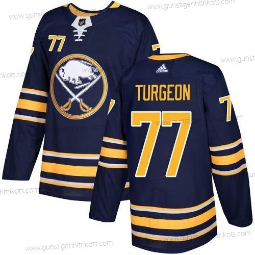 Adidas Herren Buffalo Sabres #77 Pierre Turgeon Heimtrikots Authentisch Strickerei NHL Trikots – Marineblau Blau