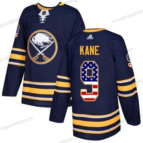 Adidas Herren Buffalo Sabres #9 Evander Kane Heimtrikots Authentisch USA Flag Strickerei NHL Trikots – Marineblau Blau