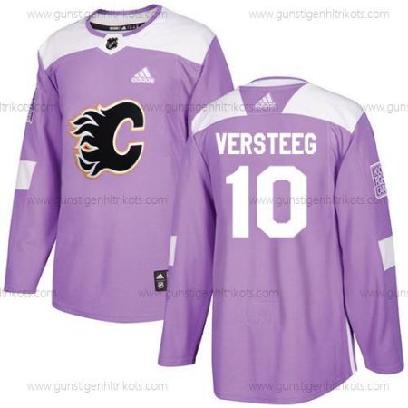 Adidas Herren Calgary Flames #10 Kris Versteeg Authentisch Bekämpft Krebs Strickerei NHL Trikots – Lila