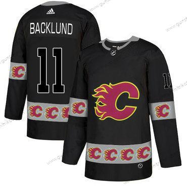 Adidas Herren Calgary Flames #11 Mikael Backlund Team Logos Trikots – Schwarz