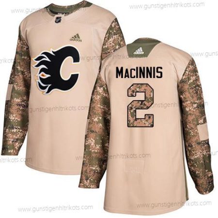 Adidas Herren Calgary Flames #2 Al Macinnis Authentisch 2017 Veterans Day Strickerei NHL Trikots – Tarnfarbe