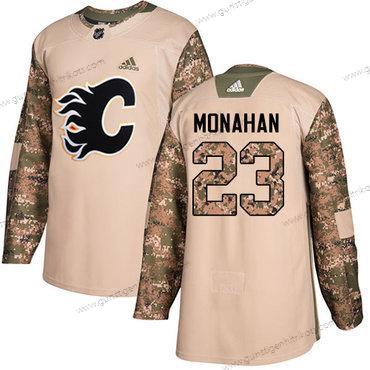 Adidas Herren Calgary Flames #23 Sean Monahan Authentisch 2017 Veterans Day Strickerei NHL Trikots – Tarnfarbe