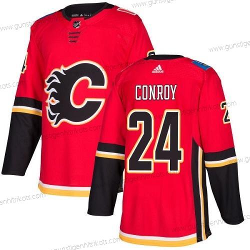 Adidas Herren Calgary Flames #24 Craig Conroy Heimtrikots Authentisch Strickerei NHL Trikots – Rot