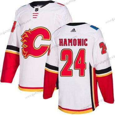 Adidas Herren Calgary Flames #24 Travis Hamonic Auswärtstrikots Authentisch NHL Trikots – Weiß