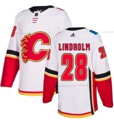 Adidas Herren Calgary Flames #28 Elias Lindholm Road Authentisch Strickerei NHL Trikots – Weiß