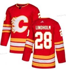 Adidas Herren Calgary Flames #28 Elias Lindholm ersatzweise Authentisch Strickerei NHL Trikots – Rot