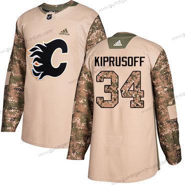 Adidas Herren Calgary Flames #34 Miikka Kiprusoff Authentisch 2017 Veterans Day Strickerei NHL Trikots – Tarnfarbe