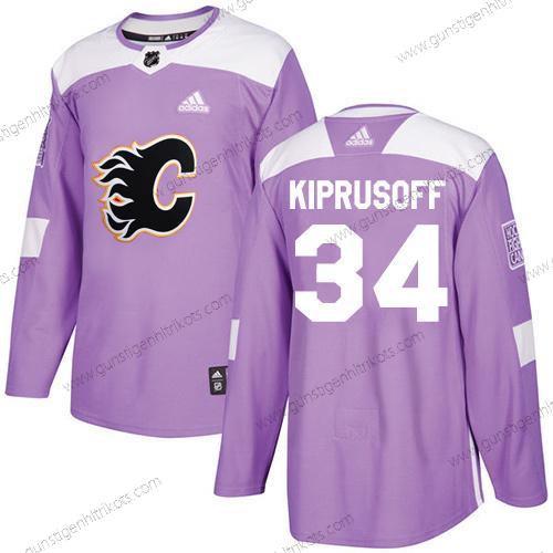 Adidas Herren Calgary Flames #34 Miikka Kiprusoff Authentisch Bekämpft Krebs Strickerei NHL Trikots – Lila