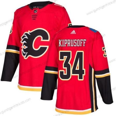 Adidas Herren Calgary Flames #34 Miikka Kiprusoff Heimtrikots Authentisch Strickerei NHL Trikots – Rot