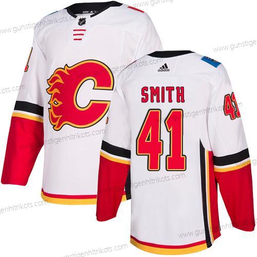 Adidas Herren Calgary Flames #41 Mike Smith Auswärtstrikots Authentisch NHL Trikots – Weiß