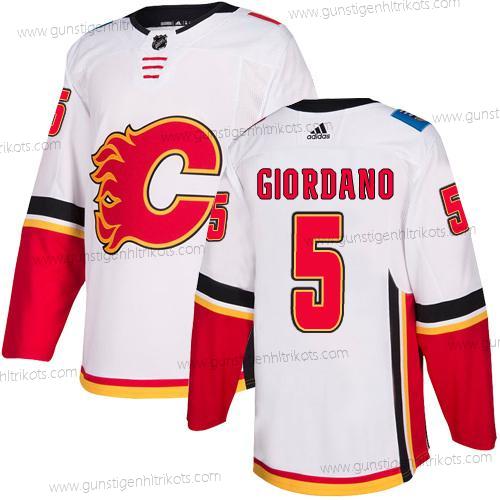 Adidas Herren Calgary Flames #5 Mark Giordano Auswärtstrikots Authentisch NHL Trikots – Weiß