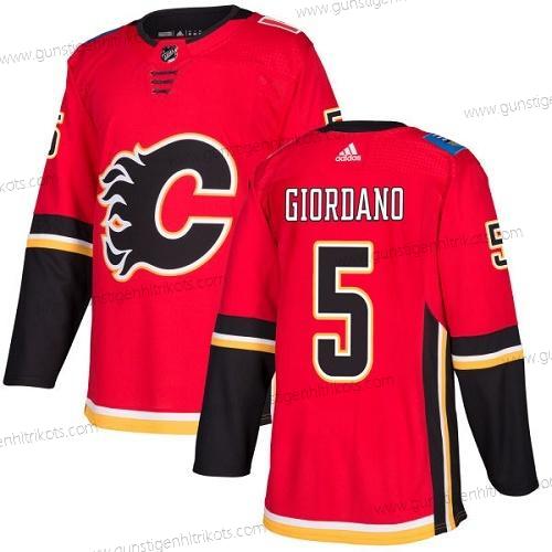 Adidas Herren Calgary Flames #5 Mark Giordano Heimtrikots Authentisch Strickerei NHL Trikots – Rot