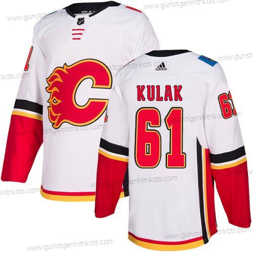 Adidas Herren Calgary Flames #61 Brett Kulak Auswärtstrikots Authentisch NHL Trikots – Weiß