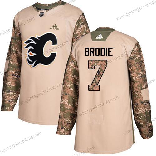 Adidas Herren Calgary Flames #7 Tj Brodie Authentisch 2017 Veterans Day Strickerei NHL Trikots – Tarnfarbe