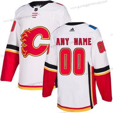 Adidas Herren Calgary Flames Personalisiertes Heimtrikots 2017-2018 Hockey Strickerei NHL Trikots – Weiß