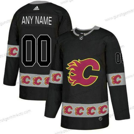 Adidas Herren Calgary Flames Personalisiertes Team Logos Trikots – Schwarz