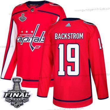 Adidas Herren Capitals #19 Nicklas Backstrom Heimtrikots Authentisch 2018 Stanley Cup Final Strickerei NHL Trikots – Rot