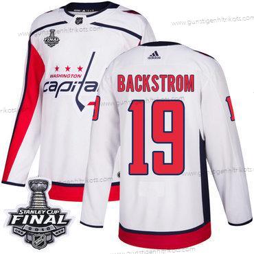 Adidas Herren Capitals #19 Nicklas Backstrom Road Authentisch 2018 Stanley Cup Final Strickerei NHL Trikots – Weiß