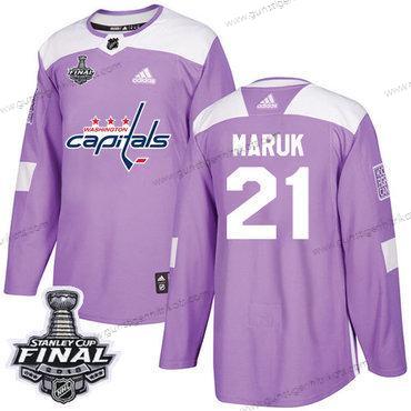 Adidas Herren Capitals #21 Dennis Maruk Authentisch Bekämpft Krebs 2018 Stanley Cup Final Strickerei NHL Trikots – Lila