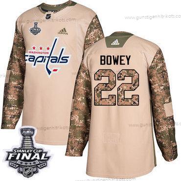 Adidas Herren Capitals #22 Madison Bowey Authentisch 2017 Veterans Day 2018 Stanley Cup Final Strickerei NHL Trikots – Tarnfarbe