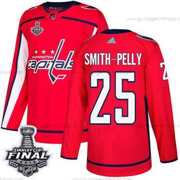 Adidas Herren Capitals #25 Devante Smith-Pelly Heimtrikots Authentisch 2018 Stanley Cup Final Strickerei NHL Trikots – Rot