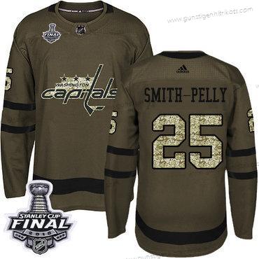 Adidas Herren Capitals #25 Devante Smith-Pelly Salute to Service 2018 Stanley Cup Final Strickerei NHL Trikots – Grün