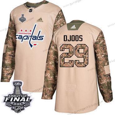 Adidas Herren Capitals #29 Christian Djoos Authentisch 2017 Veterans Day 2018 Stanley Cup Final Strickerei NHL Trikots – Tarnfarbe