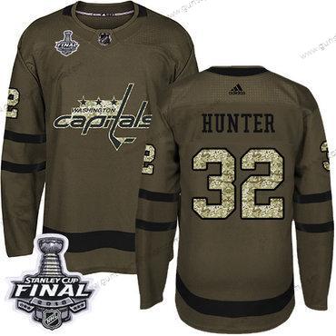 Adidas Herren Capitals #32 Dale Hunter Salute to Service 2018 Stanley Cup Final Strickerei NHL Trikots – Grün