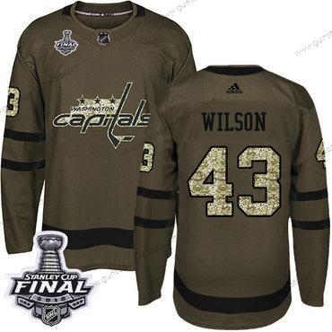 Adidas Herren Capitals #43 Tom Wilson Salute to Service 2018 Stanley Cup Final Strickerei NHL Trikots – Grün