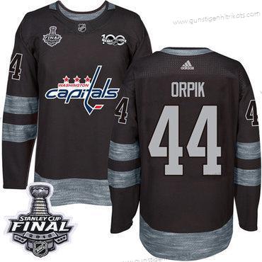 Adidas Herren Capitals #44 Brooks Orpik 1917-2017 100th Jahrestag 2018 Stanley Cup Final Strickerei NHL Trikots – Schwarz