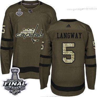 Adidas Herren Capitals #5 Rod Langway Salute to Service 2018 Stanley Cup Final Strickerei NHL Trikots – Grün