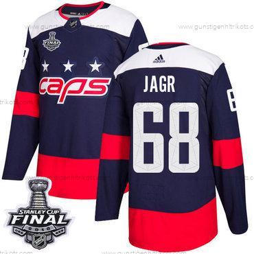 Adidas Herren Capitals #68 Jaromir Jagr Authentisch 2018 Stadium Series Stanley Cup Final Strickerei NHL Trikots – Marineblau