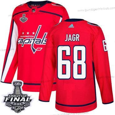 Adidas Herren Capitals #68 Jaromir Jagr Heimtrikots Authentisch 2018 Stanley Cup Final Strickerei NHL Trikots – Rot