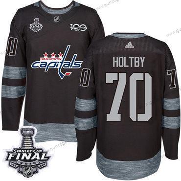 Adidas Herren Capitals #70 Braden Holtby 1917-2017 100th Jahrestag 2018 Stanley Cup Final Strickerei NHL Trikots – Schwarz