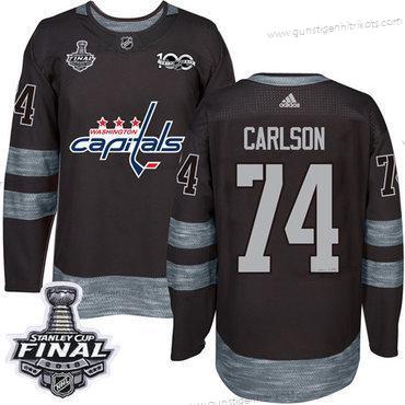 Adidas Herren Capitals #74 John Carlson 1917-2017 100th Jahrestag 2018 Stanley Cup Final Strickerei NHL Trikots – Schwarz