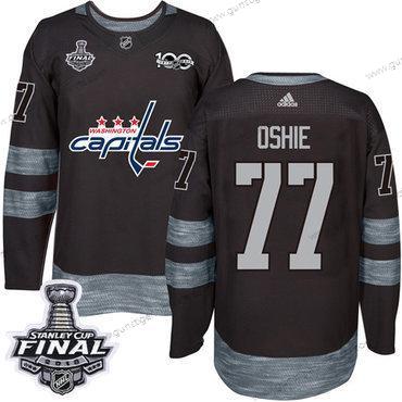 Adidas Herren Capitals #77 T. J. Oshie 1917-2017 100th Jahrestag 2018 Stanley Cup Final Strickerei NHL Trikots – Schwarz