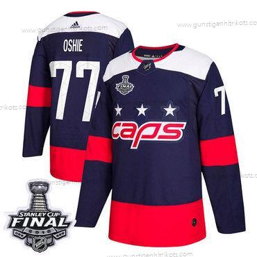 Adidas Herren Capitals #77 T. J. Oshie Authentisch 2018 Stadium Series Stanley Cup Final Strickerei NHL Trikots – Marineblau