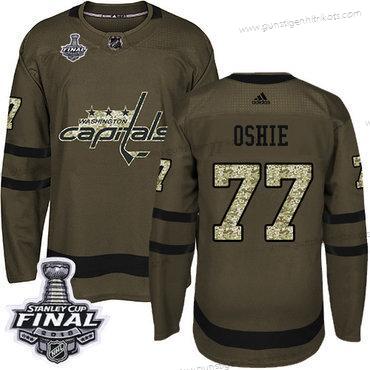 Adidas Herren Capitals #77 T. J. Oshie Salute to Service 2018 Stanley Cup Final Strickerei NHL Trikots – Grün