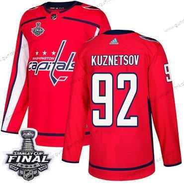 Adidas Herren Capitals #92 Evgeny Kuznetsov Heimtrikots Authentisch 2018 Stanley Cup Final Strickerei NHL Trikots – Rot