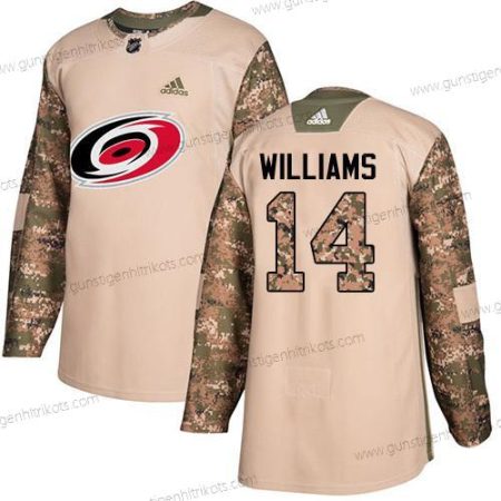 Adidas Herren Carolina Hurricanes #14 Justin Williams Authentisch 2017 Veterans Day Strickerei NHL Trikots – Tarnfarbe