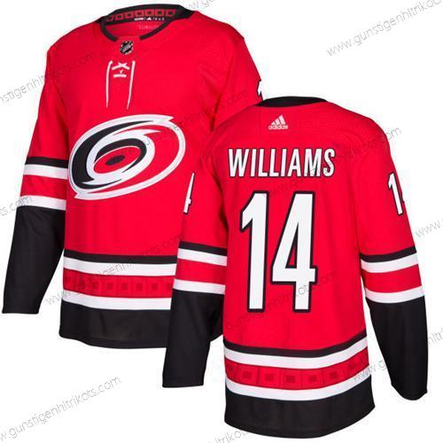 Adidas Herren Carolina Hurricanes #14 Justin Williams Heimtrikots Authentisch Strickerei NHL Trikots – Rot