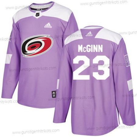 Adidas Herren Carolina Hurricanes #23 Brock Mcginn Authentisch Bekämpft Krebs Strickerei NHL Trikots – Lila