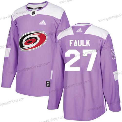 Adidas Herren Carolina Hurricanes #27 Justin Faulk Authentisch Bekämpft Krebs Strickerei NHL Trikots – Lila