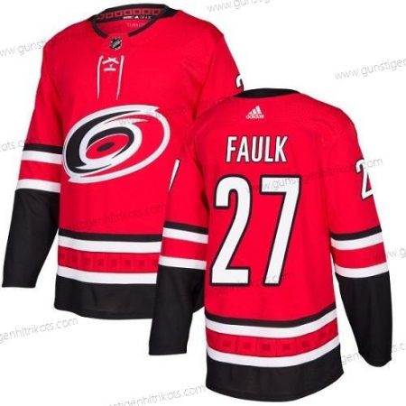 Adidas Herren Carolina Hurricanes #27 Justin Faulk Heimtrikots Authentisch Strickerei NHL Trikots – Rot