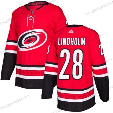 Adidas Herren Carolina Hurricanes #28 Elias Lindholm Heimtrikots Authentisch Strickerei NHL Trikots – Rot