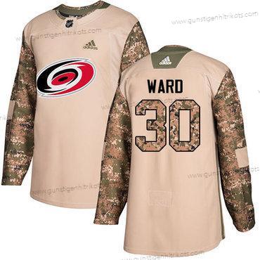 Adidas Herren Carolina Hurricanes #30 Cam Ward Authentisch 2017 Veterans Day Strickerei NHL Trikots – Tarnfarbe