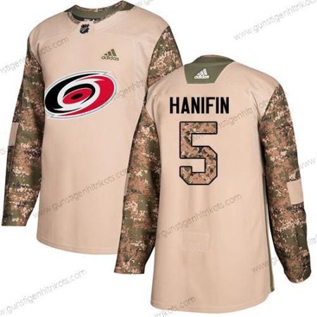 Adidas Herren Carolina Hurricanes #5 Noah Hanifin Authentisch 2017 Veterans Day Strickerei NHL Trikots – Tarnfarbe