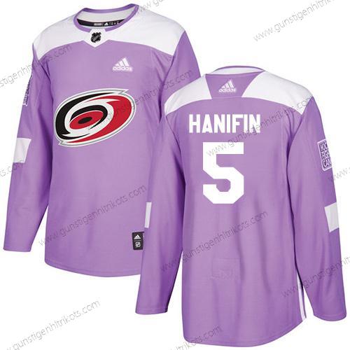 Adidas Herren Carolina Hurricanes #5 Noah Hanifin Authentisch Bekämpft Krebs Strickerei NHL Trikots – Lila