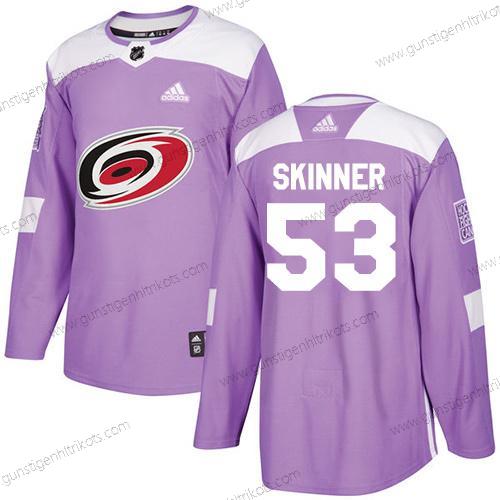 Adidas Herren Carolina Hurricanes #53 Jeff Skinner Authentisch Bekämpft Krebs Strickerei NHL Trikots – Lila